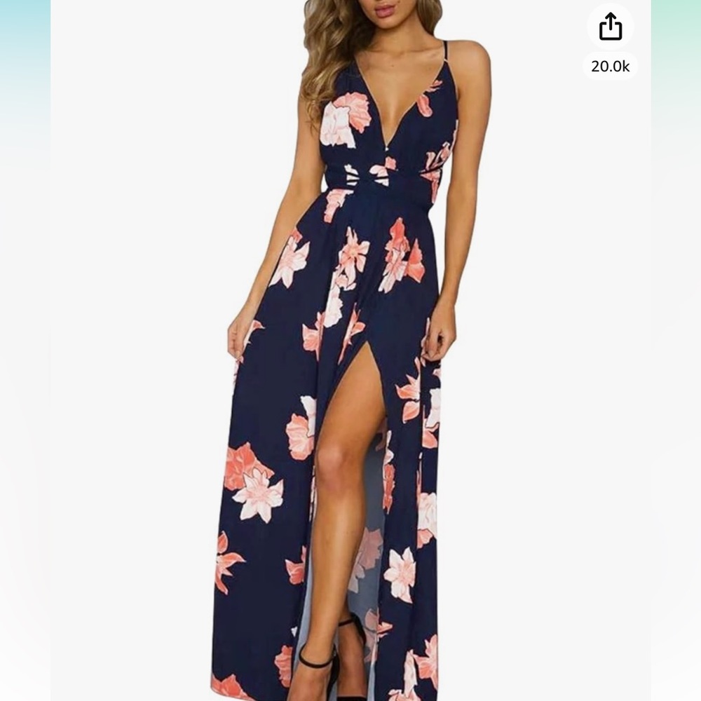 Long Maxi Backless Floral Dress 💙💐 Size Small